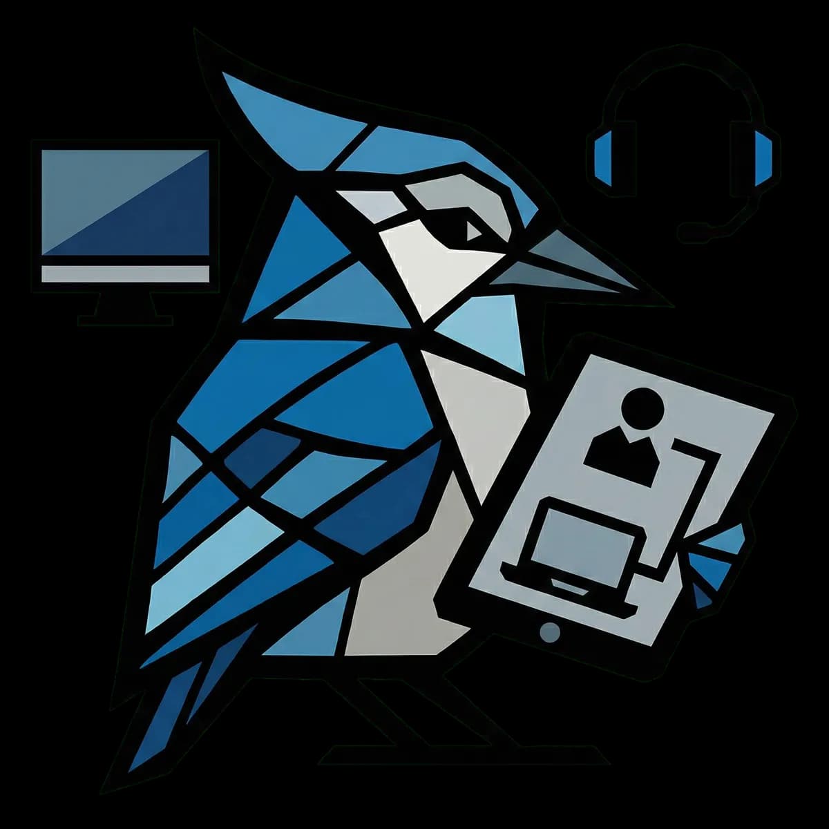 AssetJay mascot reviewing equipment assignments on a tablet